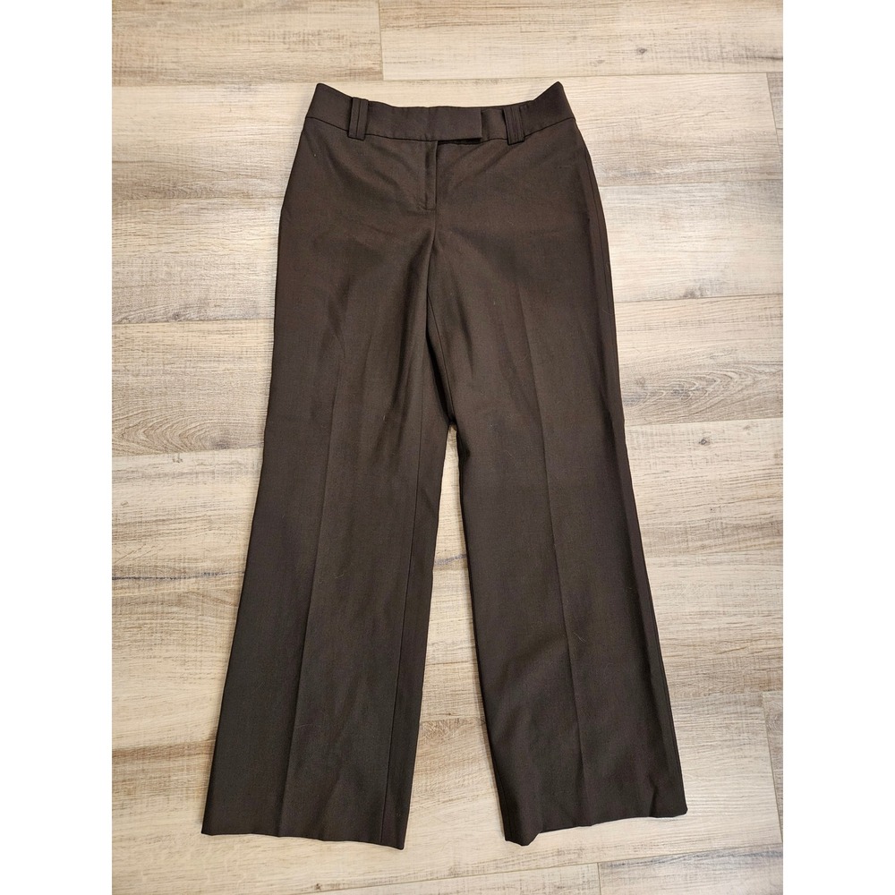 LOFT Womens Size 4 Brown Wool Blend Dress Pants Lined Wide Leg Trousers